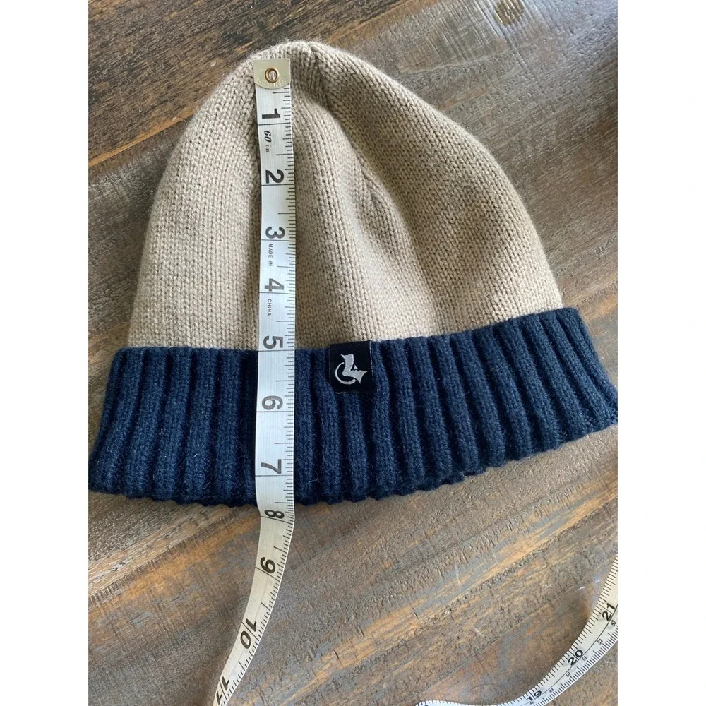 Lyle & Scott Kids Colorblock Ribbed Cuff PREPPY Beanie Size OS Tan Navy